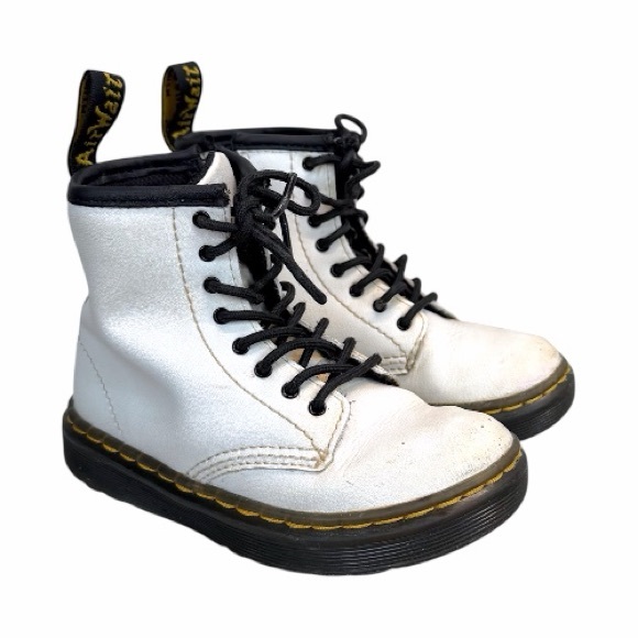 Dr. Martens Toddler 1460 Zavala T White Leather Boots US 10 Side Zip - Picture 2 of 9
